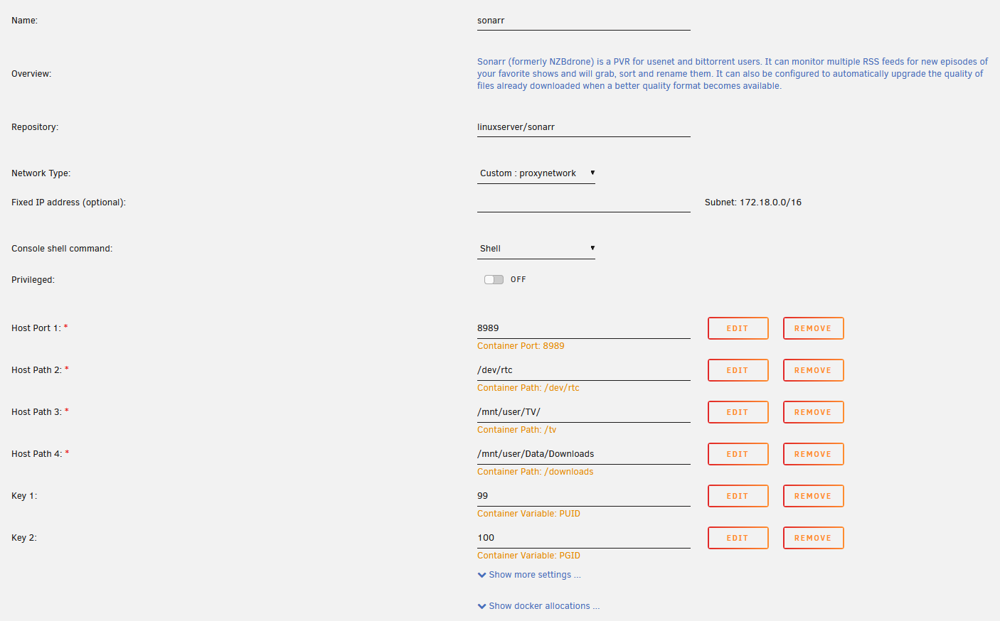 unraid sonarr webui refused to connect